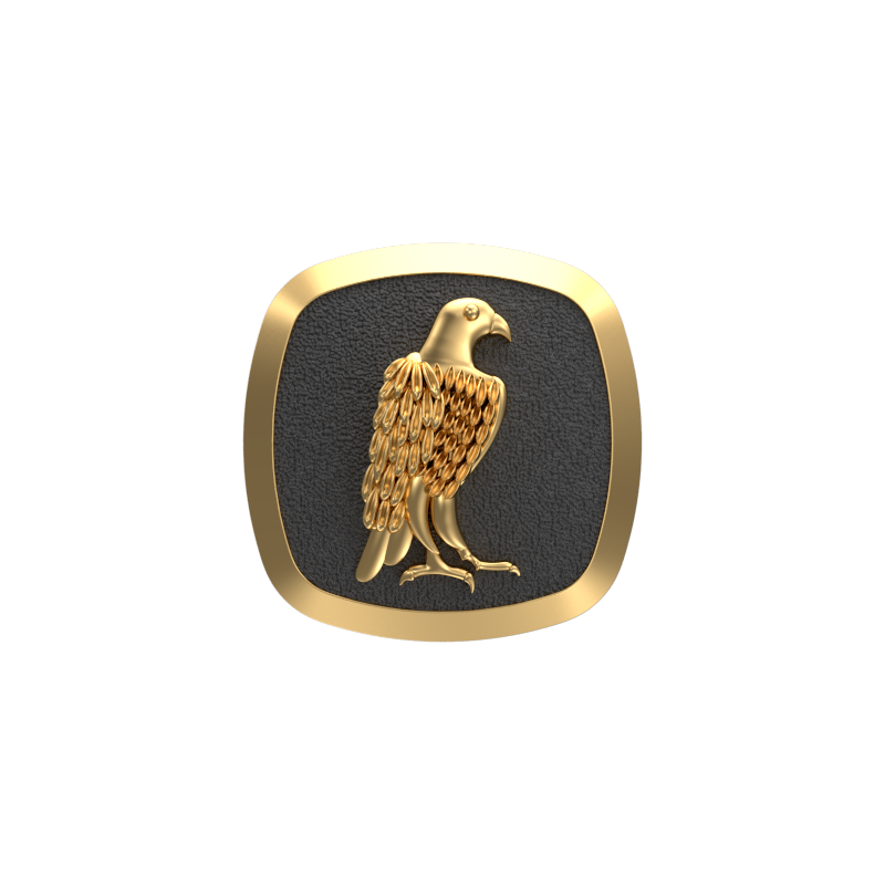 Falcon, Wild Cufflink Set with 18kt Gold & Black Ruthenium Plating on Brass.