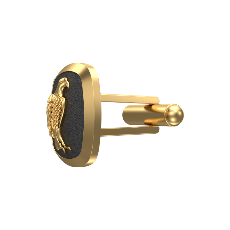 Falcon, Wild Cufflink Set with 18kt Gold & Black Ruthenium Plating on Brass.