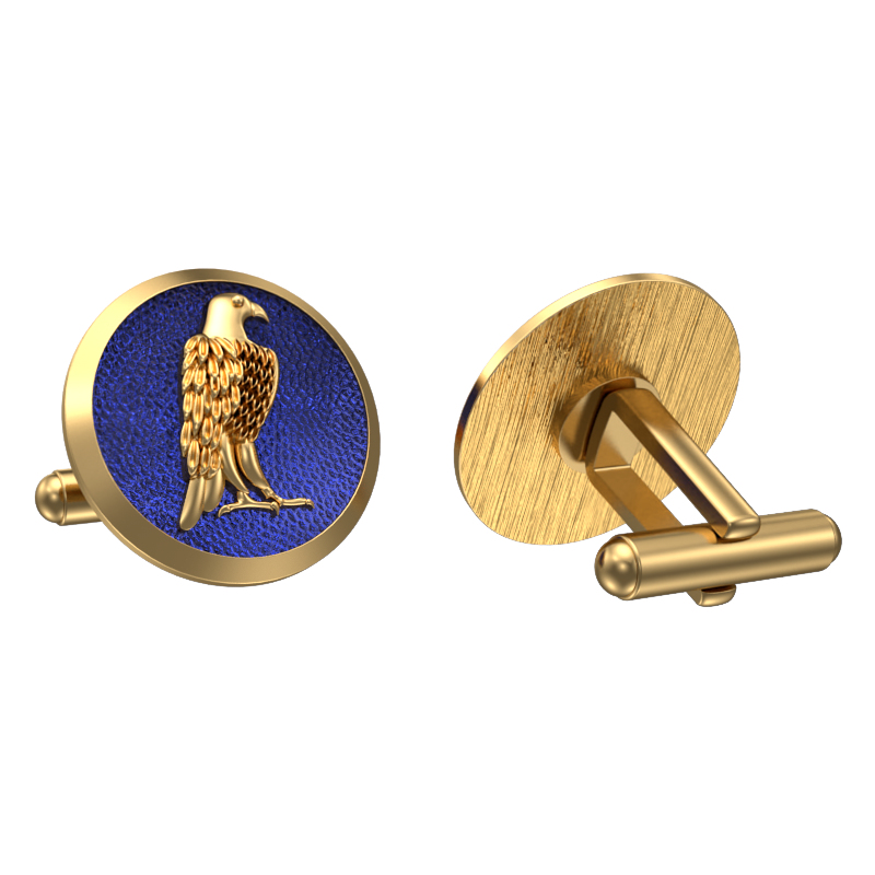 Falcon, Wild Cufflink Set with 18kt Gold & Black Ruthenium Plating on Brass.