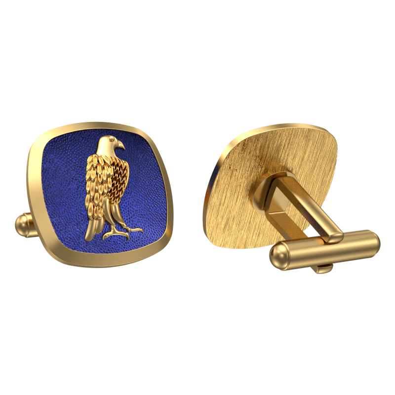 Falcon, Wild Cufflink Set with 18kt Gold & Black Ruthenium Plating on Brass.