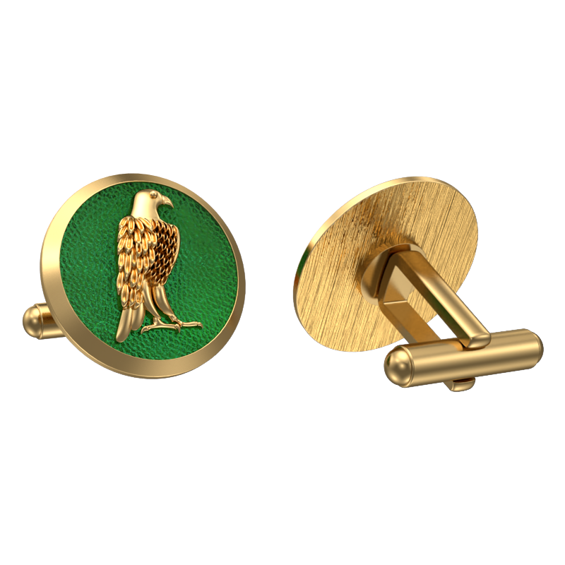 Falcon, Wild Cufflink Set with 18kt Gold & Black Ruthenium Plating on Brass.