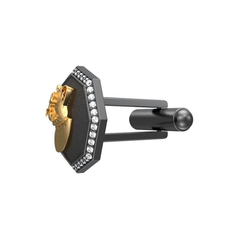 Leopard Luxe, Wild Cufflink Set with CZ Diamonds, 18kt Gold & Black Ruthenium Plating on Brass.