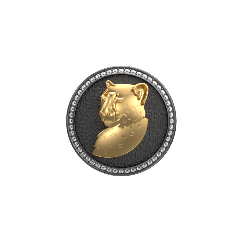 Leopard Luxe, Wild Cufflink Set with CZ Diamonds, 18kt Gold & Black Ruthenium Plating on Brass.
