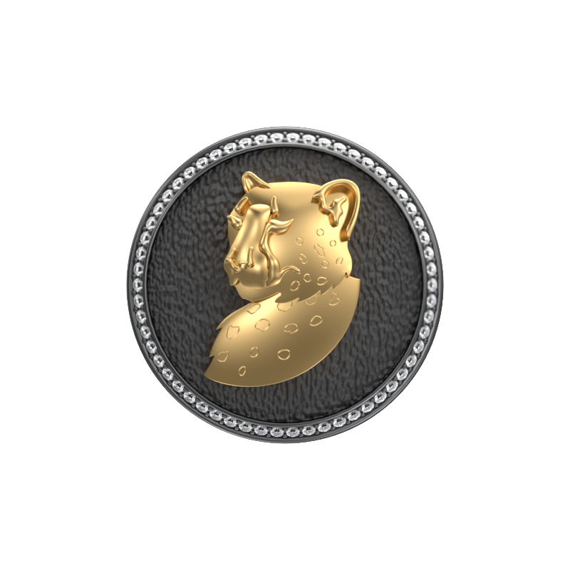Leopard Luxe, Wild Cufflink Set with CZ Diamonds, 18kt Gold & Black Ruthenium Plating on Brass.