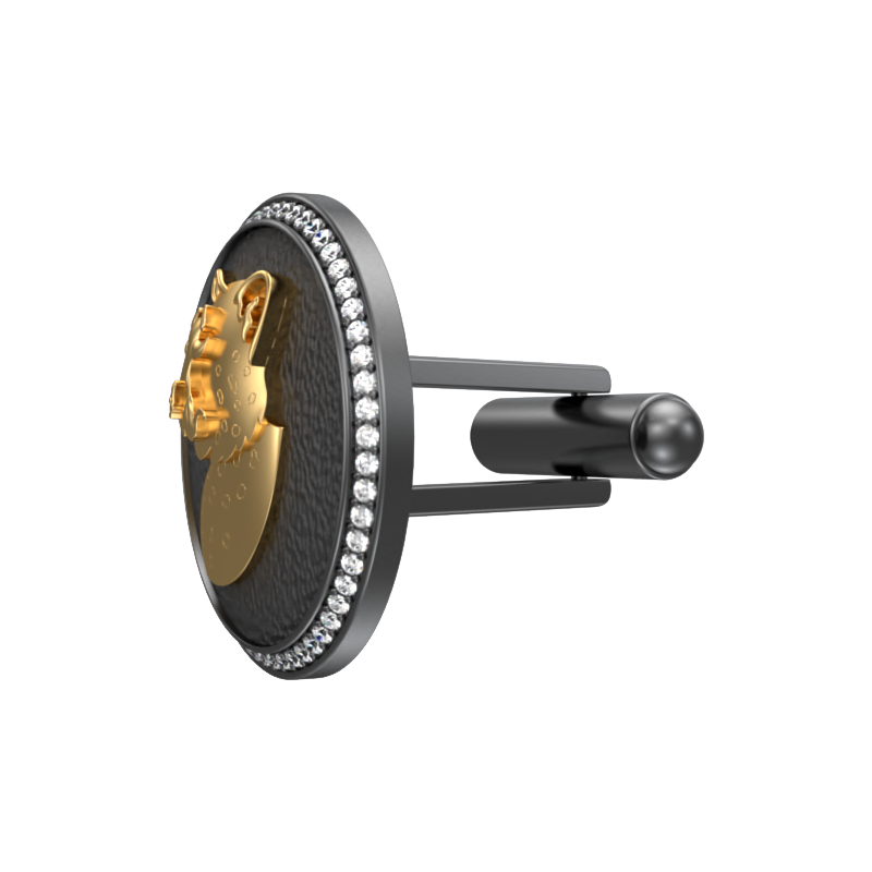 Leopard Luxe, Wild Cufflink Set with CZ Diamonds, 18kt Gold & Black Ruthenium Plating on Brass.