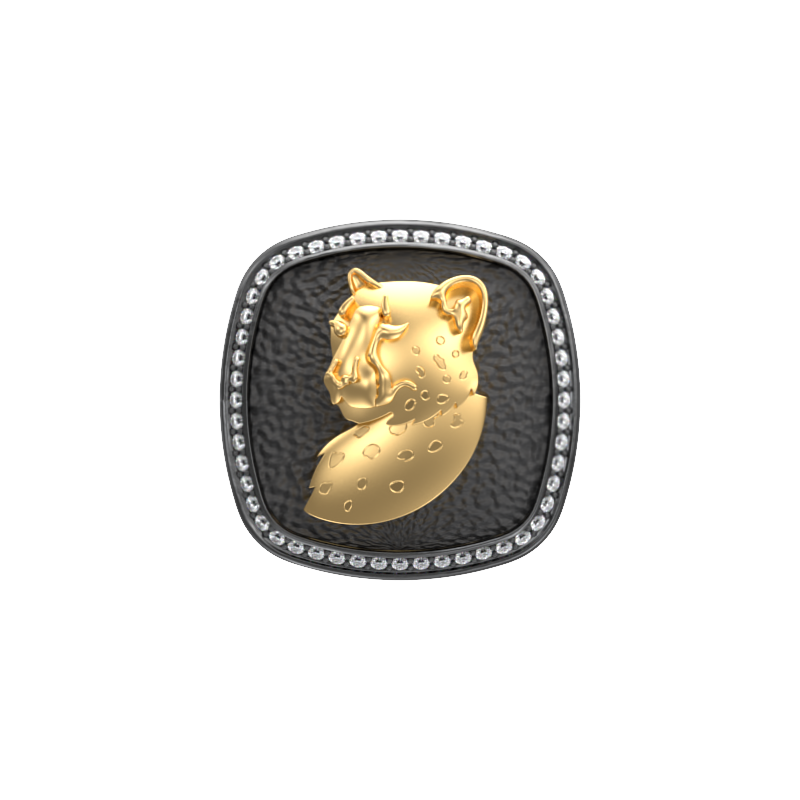 Leopard Luxe, Wild Cufflink Set with CZ Diamonds, 18kt Gold & Black Ruthenium Plating on Brass.