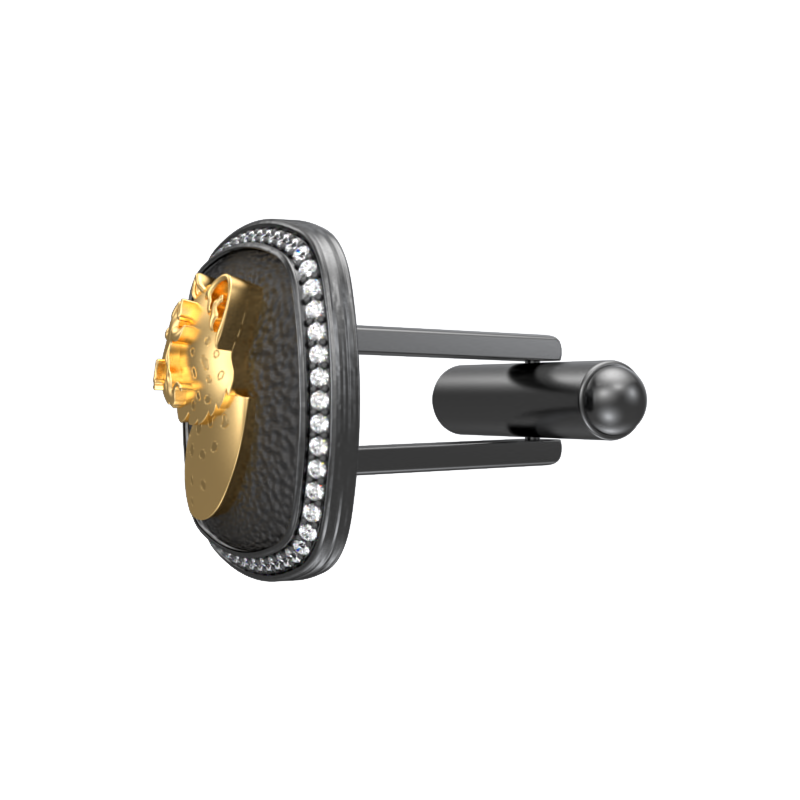 Leopard Luxe, Wild Cufflink Set with CZ Diamonds, 18kt Gold & Black Ruthenium Plating on Brass.