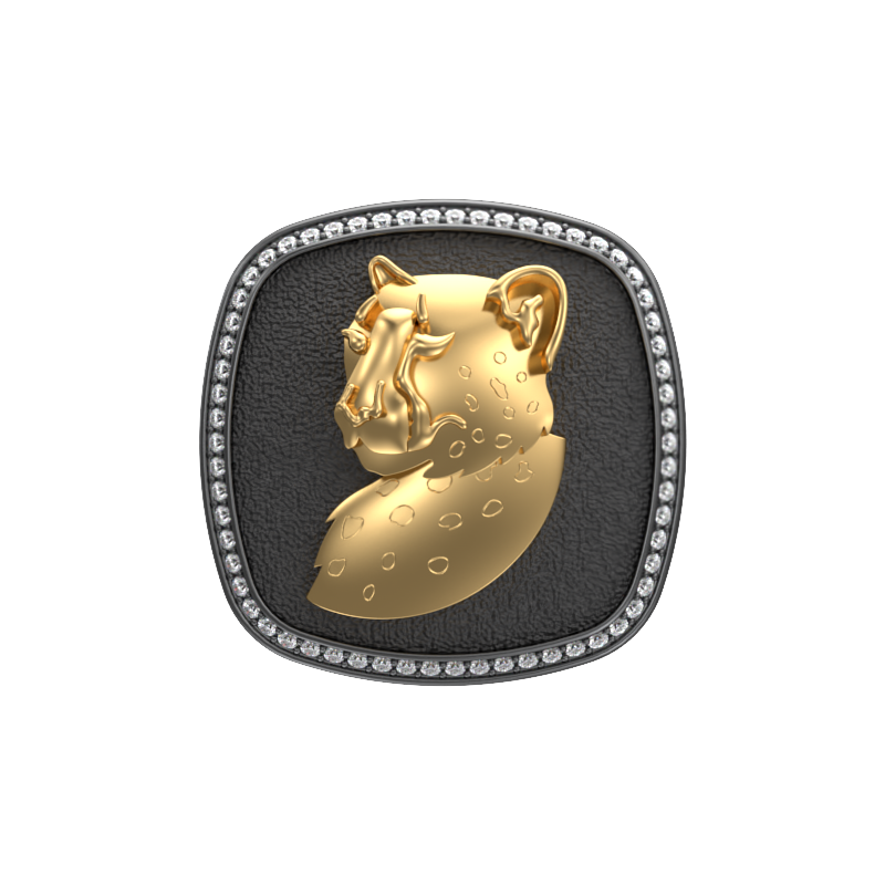 Leopard Luxe, Wild Cufflink Set with CZ Diamonds, 18kt Gold & Black Ruthenium Plating on Brass.