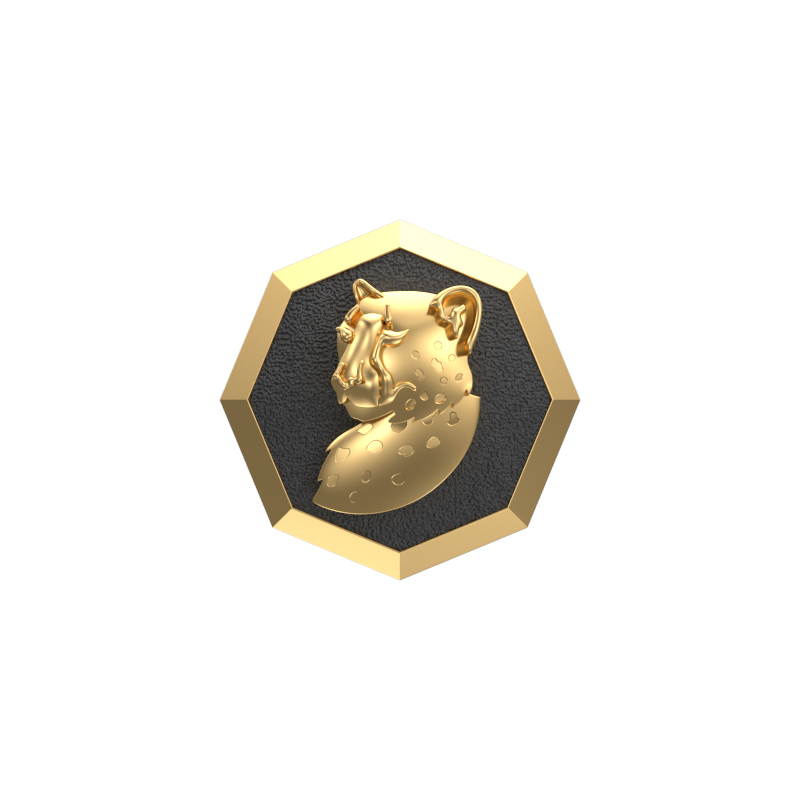 Leopard, Wild Cufflink Set with 18kt Gold & Black Ruthenium Plating on Brass.