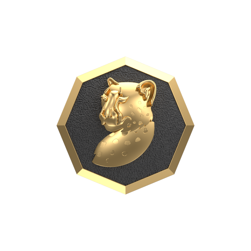 Leopard, Wild Cufflink Set with 18kt Gold & Black Ruthenium Plating on Brass.