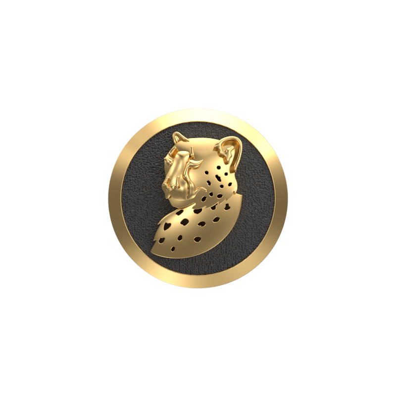 Leopard, Wild Cufflink Set with 18kt Gold & Black Ruthenium Plating on Brass.