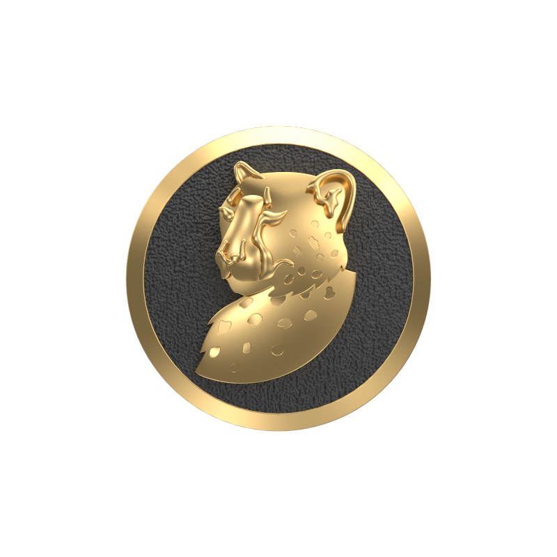 Leopard, Wild Cufflink Set with 18kt Gold & Black Ruthenium Plating on Brass.