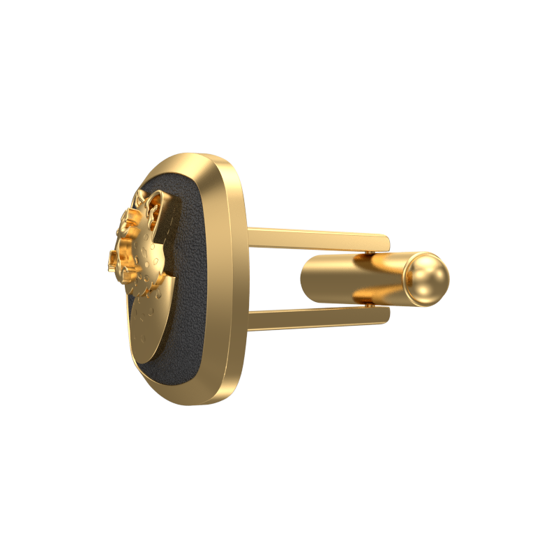Leopard, Wild Cufflink Set with 18kt Gold & Black Ruthenium Plating on Brass.