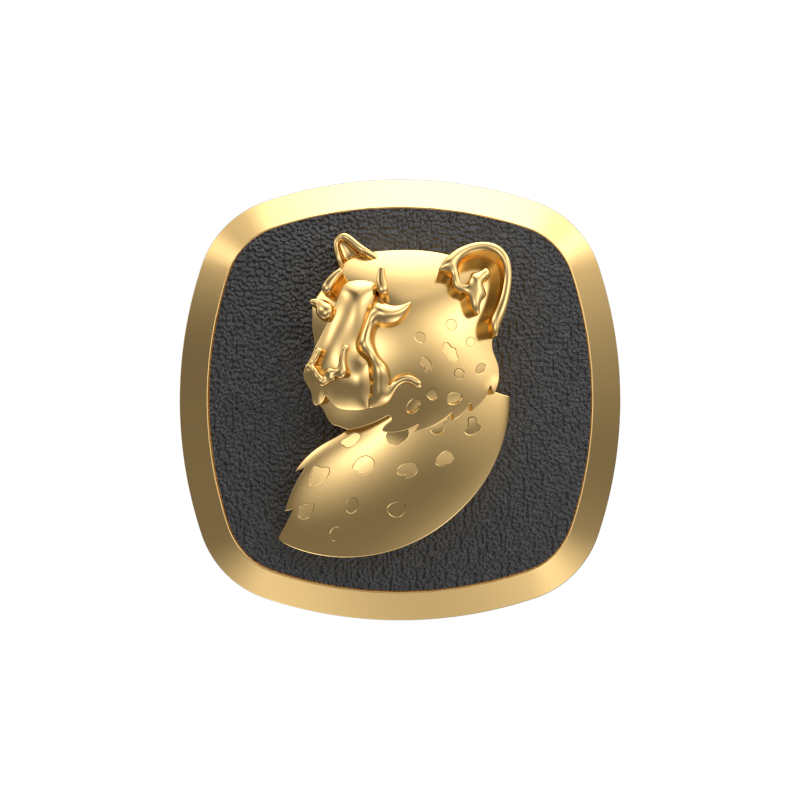Leopard, Wild Cufflink Set with 18kt Gold & Black Ruthenium Plating on Brass.