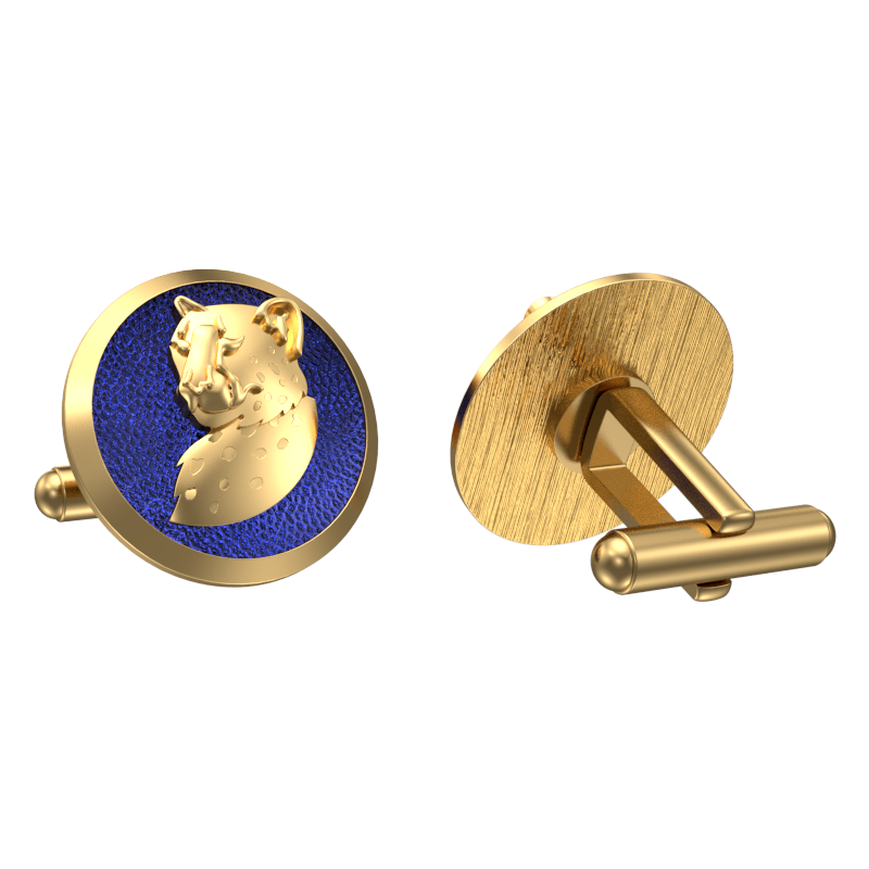 Leopard, Wild Cufflink Set with 18kt Gold & Black Ruthenium Plating on Brass.