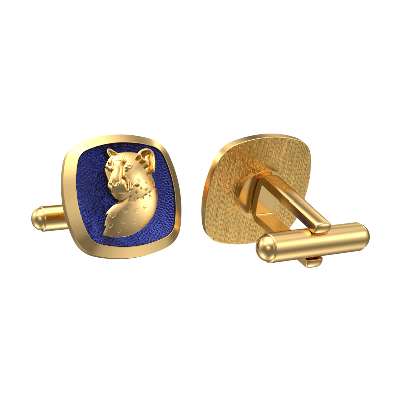 Leopard, Wild Cufflink Set with 18kt Gold & Black Ruthenium Plating on Brass.