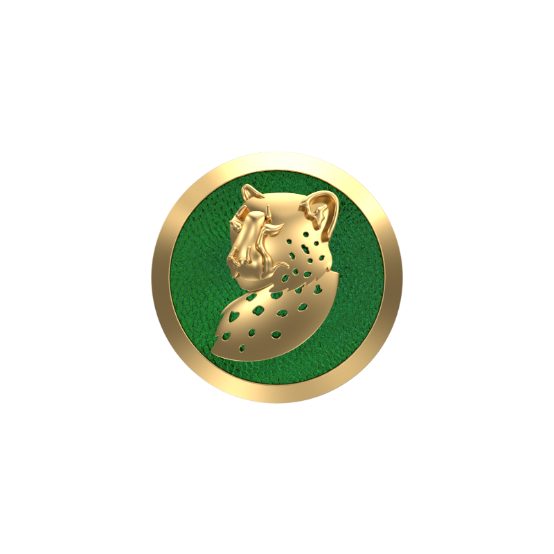 Leopard, Wild Cufflink Set with 18kt Gold & Black Ruthenium Plating on Brass.
