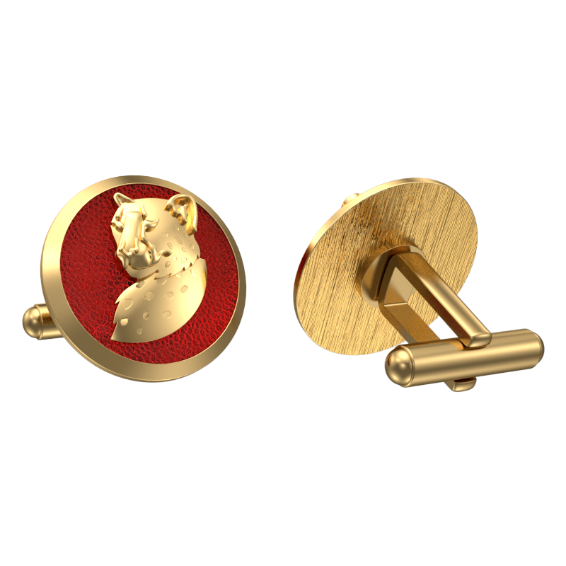 Leopard, Wild Cufflink Set with 18kt Gold & Black Ruthenium Plating on Brass.