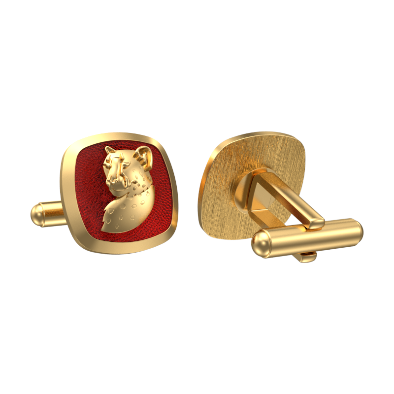 Leopard, Wild Cufflink Set with 18kt Gold & Black Ruthenium Plating on Brass.