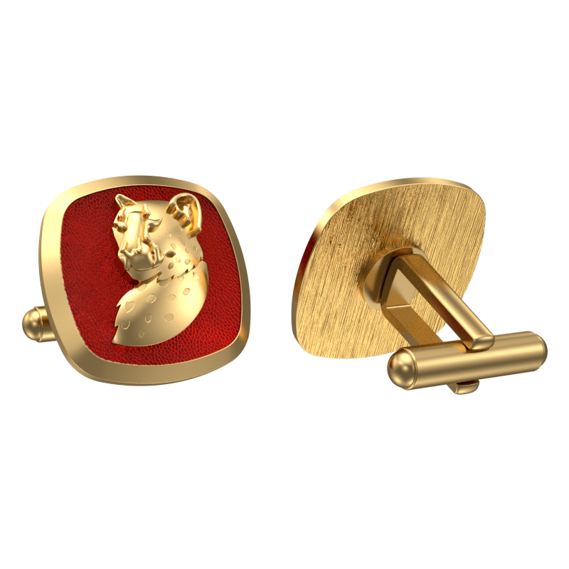 Leopard, Wild Cufflink Set with 18kt Gold & Black Ruthenium Plating on Brass.