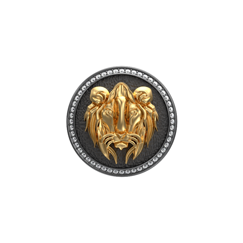 Lion Luxe, Wild Cufflink Set with CZ Diamonds, 18kt Gold & Black Ruthenium Plating on Brass