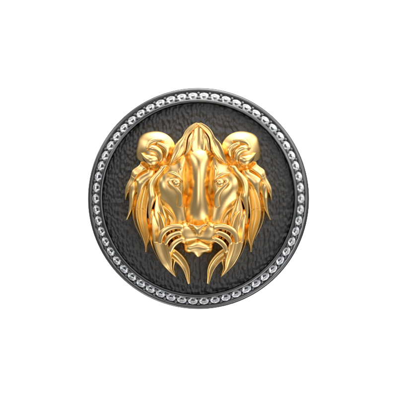 Lion Luxe, Wild Cufflink Set with CZ Diamonds, 18kt Gold & Black Ruthenium Plating on Brass