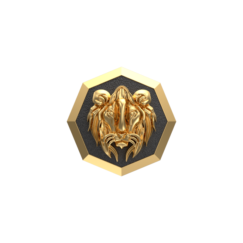 Lion, Wild Cufflink Set with 18kt Gold & Black Ruthenium Plating on Brass.