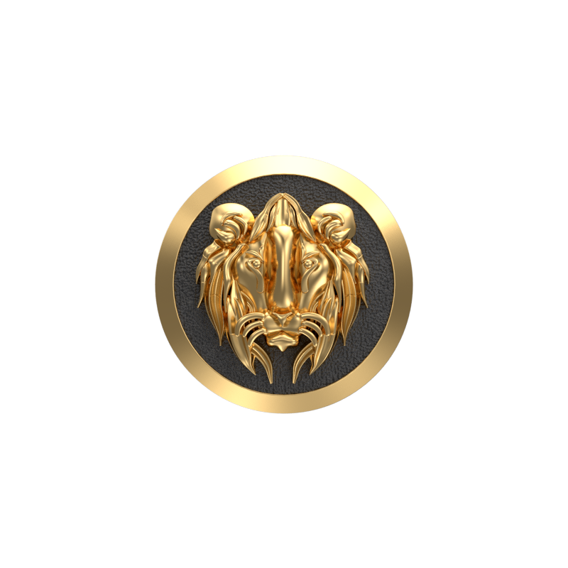 Lion, Wild Cufflink Set with 18kt Gold & Black Ruthenium Plating on Brass.