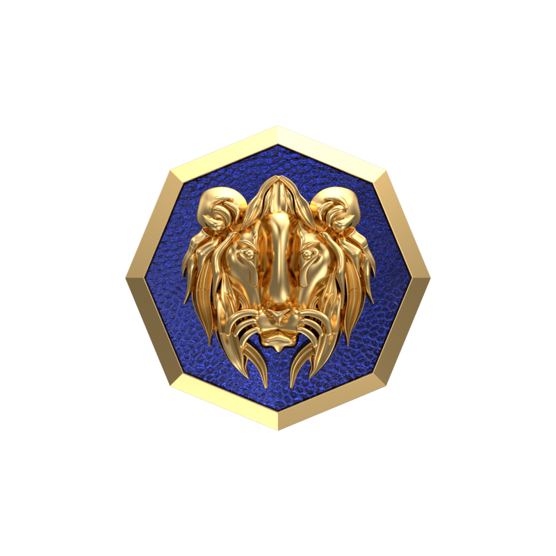 Lion, Wild Cufflink Set with 18kt Gold & Black Ruthenium Plating on Brass.