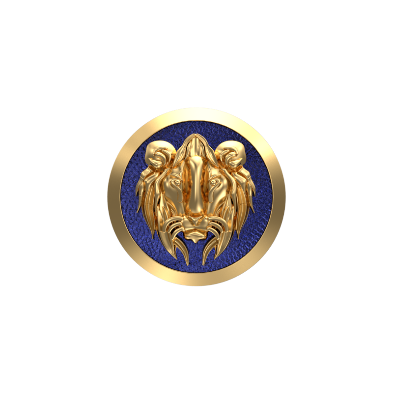 Lion, Wild Cufflink Set with 18kt Gold & Black Ruthenium Plating on Brass.