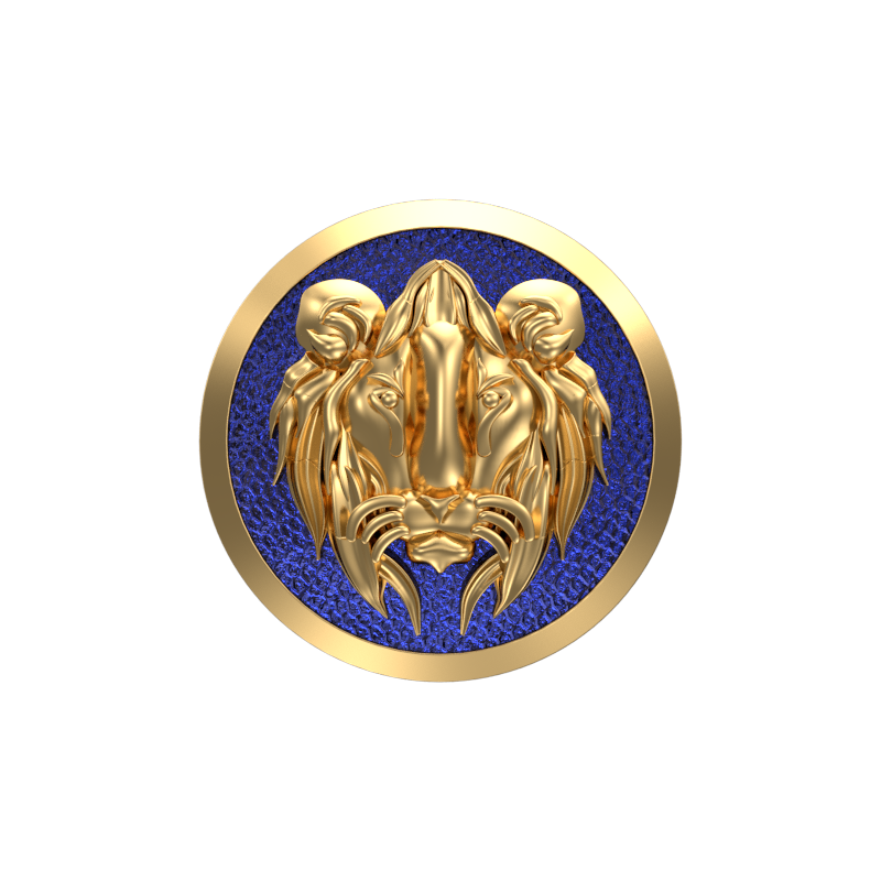Lion, Wild Cufflink Set with 18kt Gold & Black Ruthenium Plating on Brass.