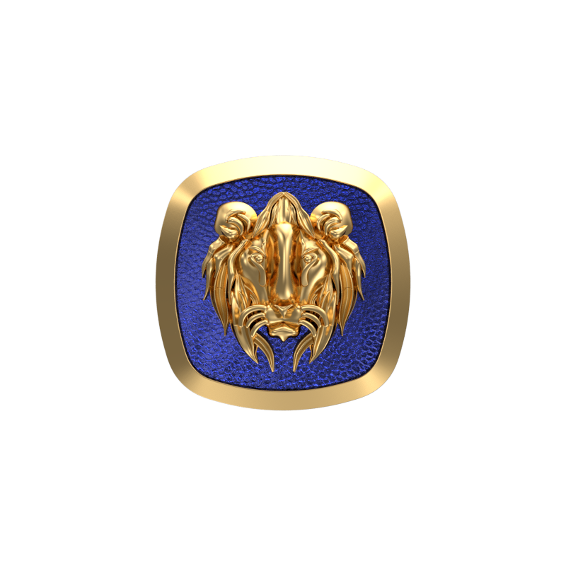 Lion, Wild Cufflink Set with 18kt Gold & Black Ruthenium Plating on Brass.