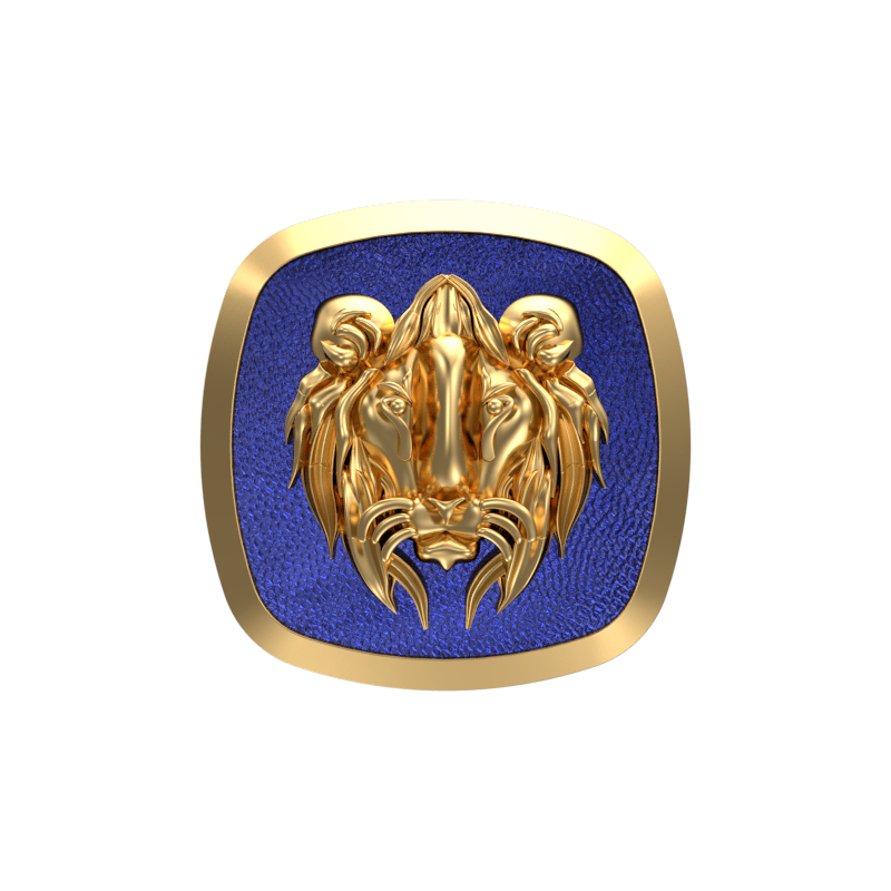 Lion, Wild Cufflink Set with 18kt Gold & Black Ruthenium Plating on Brass.