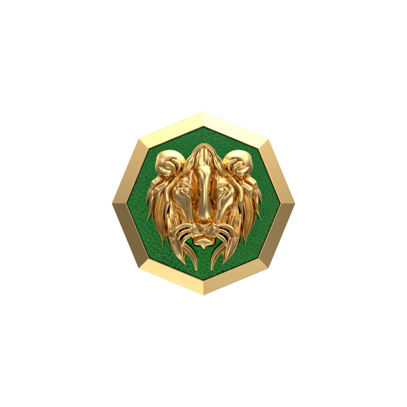 Lion, Wild Cufflink Set with 18kt Gold & Black Ruthenium Plating on Brass.