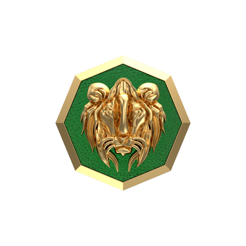 Lion, Wild Cufflink Set with 18kt Gold & Black Ruthenium Plating on Brass.
