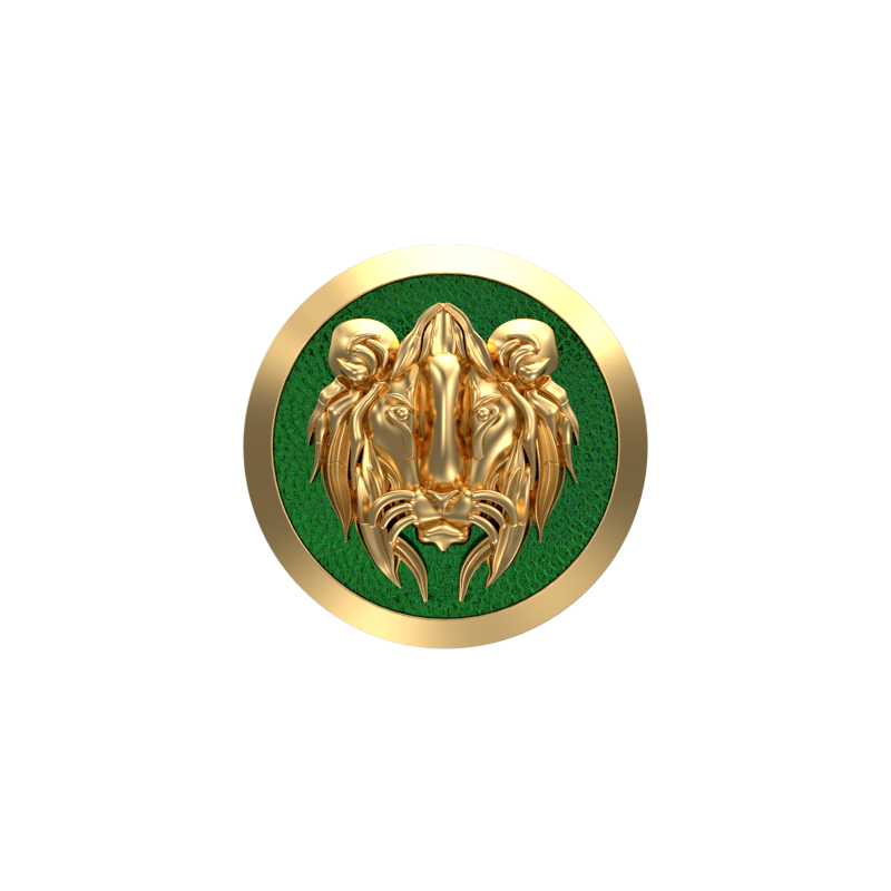Lion, Wild Cufflink Set with 18kt Gold & Black Ruthenium Plating on Brass.