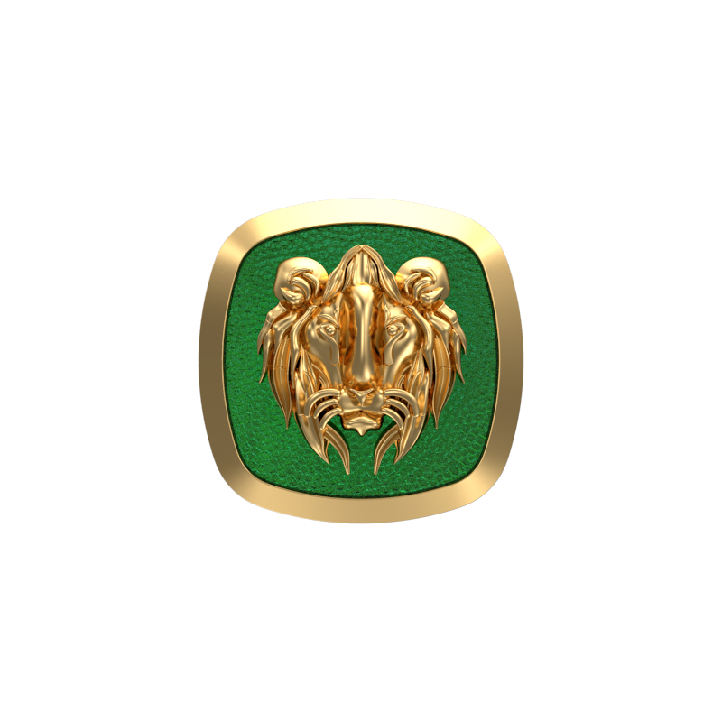 Lion, Wild Cufflink Set with 18kt Gold & Black Ruthenium Plating on Brass.