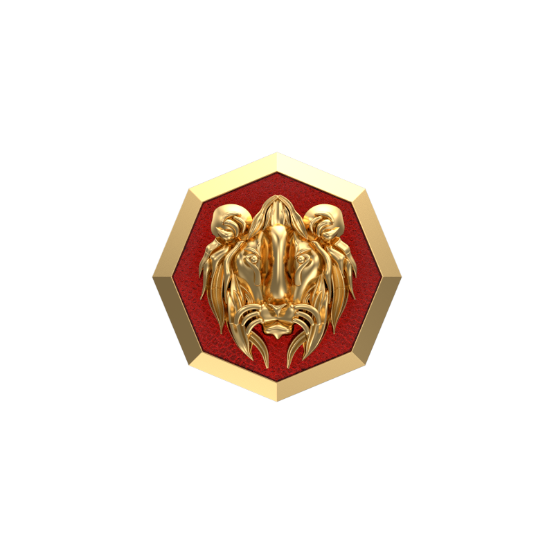 Lion, Wild Cufflink Set with 18kt Gold & Black Ruthenium Plating on Brass.