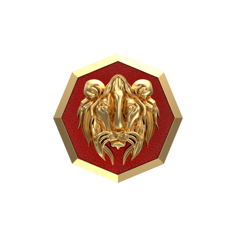 Lion, Wild Cufflink Set with 18kt Gold & Black Ruthenium Plating on Brass.