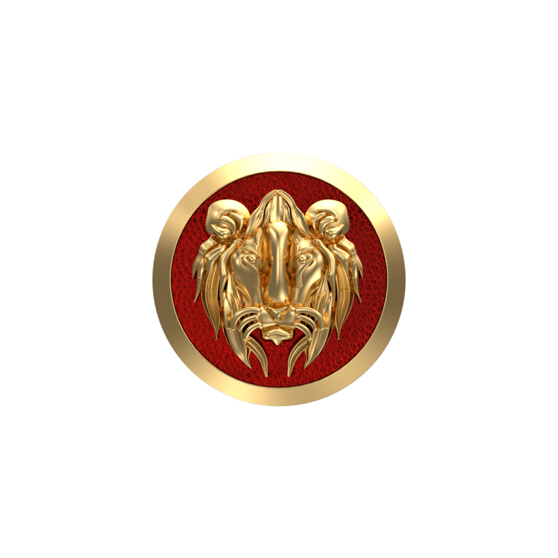 Lion, Wild Cufflink Set with 18kt Gold & Black Ruthenium Plating on Brass.
