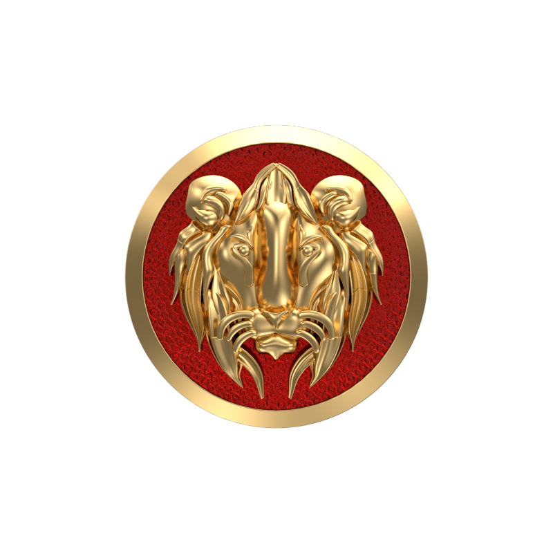 Lion, Wild Cufflink Set with 18kt Gold & Black Ruthenium Plating on Brass.