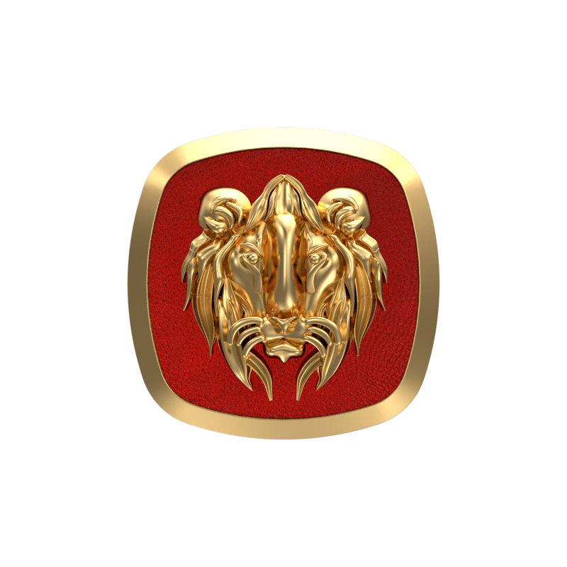 Lion, Wild Cufflink Set with 18kt Gold & Black Ruthenium Plating on Brass.