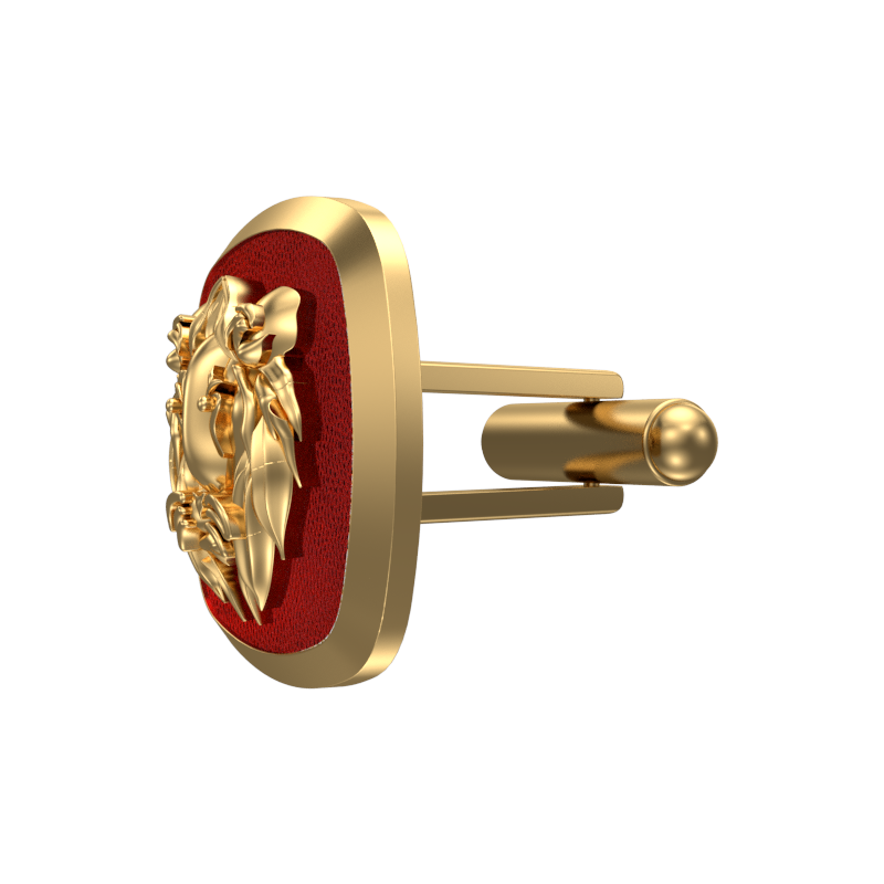 Lion, Wild Cufflink Set with 18kt Gold & Black Ruthenium Plating on Brass.