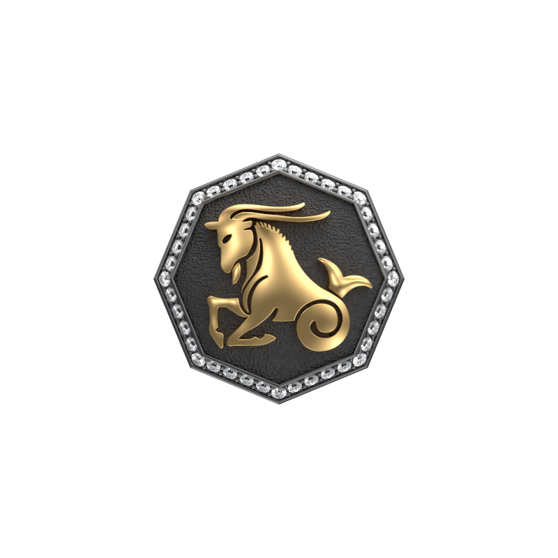 Capricorn Zodiac Luxe, Constellation Cufflink Set with CZ Diamonds, 18kt Gold & Black Ruthenium Plating on Brass.