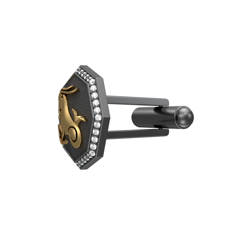 Capricorn Zodiac Luxe, Constellation Cufflink Set with CZ Diamonds, 18kt Gold & Black Ruthenium Plating on Brass.