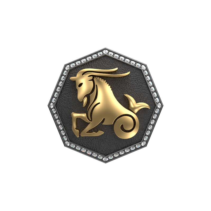 Capricorn Zodiac Luxe, Constellation Cufflink Set with CZ Diamonds, 18kt Gold & Black Ruthenium Plating on Brass.