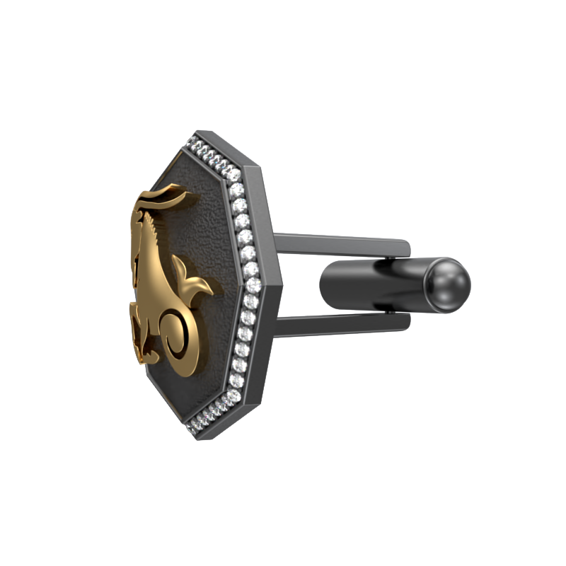 Capricorn Zodiac Luxe, Constellation Cufflink Set with CZ Diamonds, 18kt Gold & Black Ruthenium Plating on Brass.