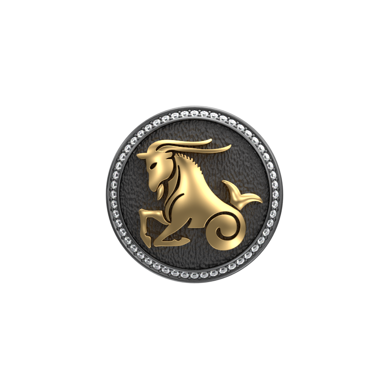 Capricorn Zodiac Luxe, Constellation Cufflink Set with CZ Diamonds, 18kt Gold & Black Ruthenium Plating on Brass.