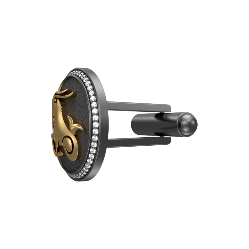 Capricorn Zodiac Luxe, Constellation Cufflink Set with CZ Diamonds, 18kt Gold & Black Ruthenium Plating on Brass.