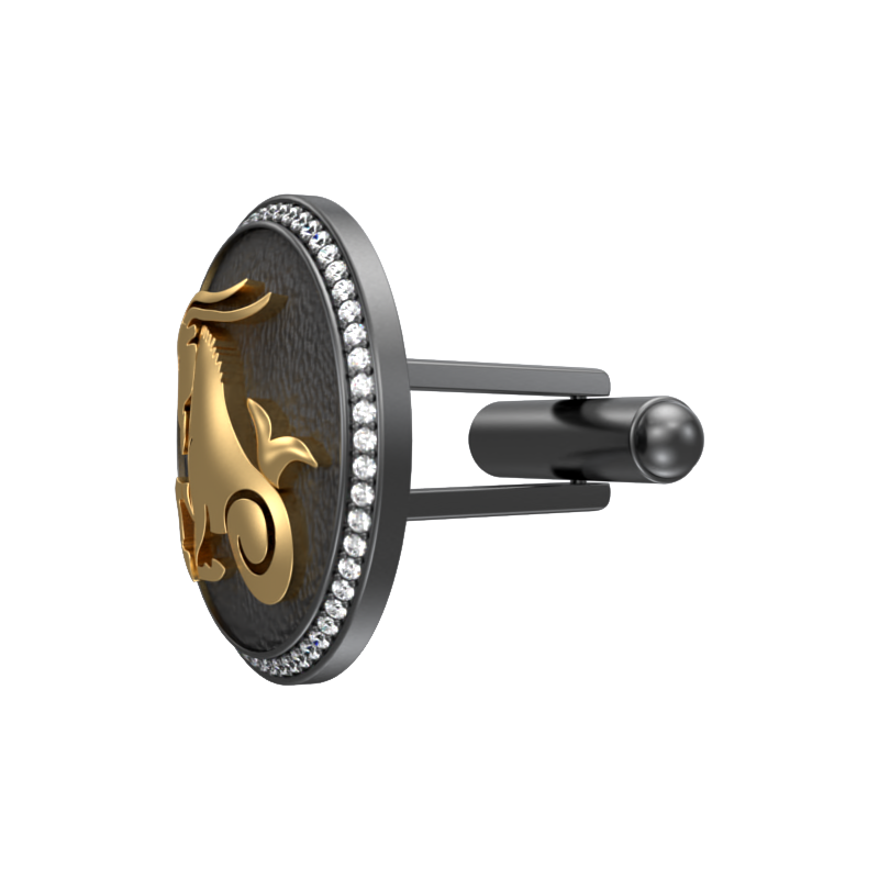 Capricorn Zodiac Luxe, Constellation Cufflink Set with CZ Diamonds, 18kt Gold & Black Ruthenium Plating on Brass.